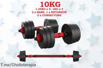 Transforma tu entrenamiento con las mancuernas ajustables ALLINLIFE 2 en 1: ¡un precio loco que te brinda hasta 50kg de potencia! Oferta limitada, compra ya y tonifica tu cuerpo