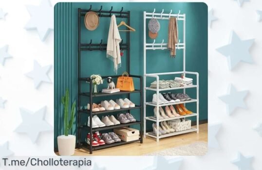 Transforma tu hogar con el organizador de sueño: ¡colgador y zapatero en uno, espacio mágico y orden total! No te pierdas este super chollo; solo por tiempo limitado, actúa ya