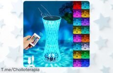 Transforma tu hogar con la lámpara LED de cristal, 16 colores y 4 modos para crear el ambiente perfecto Aprovecha este super chollo antes de que se agote y sorprende a todos hoy mismo
