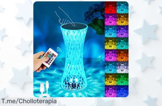 Transforma tu hogar con la lámpara LED de cristal, 16 colores y 4 modos para crear el ambiente perfecto Aprovecha este super chollo antes de que se agote y sorprende a todos hoy mismo