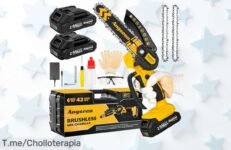Transforma tu jardín con la mini motosierra de 6 pulgadas a un precio loco ¡Incluye batería y cadenas! Ahorra a lo grande, oferta limitada ¡Compra ya antes que se acabe!