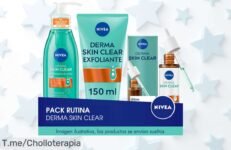 Transforma tu piel con el pack NIVEA RUTINA DERMA SKIN CLEAR: serúm, gel y exfoliante al alcance de tu mano ¡No te pierdas este ofertón limitado, actúa ya!