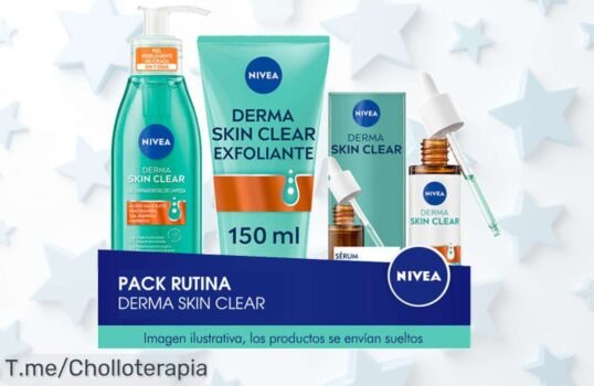 Transforma tu piel con el pack NIVEA RUTINA DERMA SKIN CLEAR: serúm, gel y exfoliante al alcance de tu mano ¡No te pierdas este ofertón limitado, actúa ya!