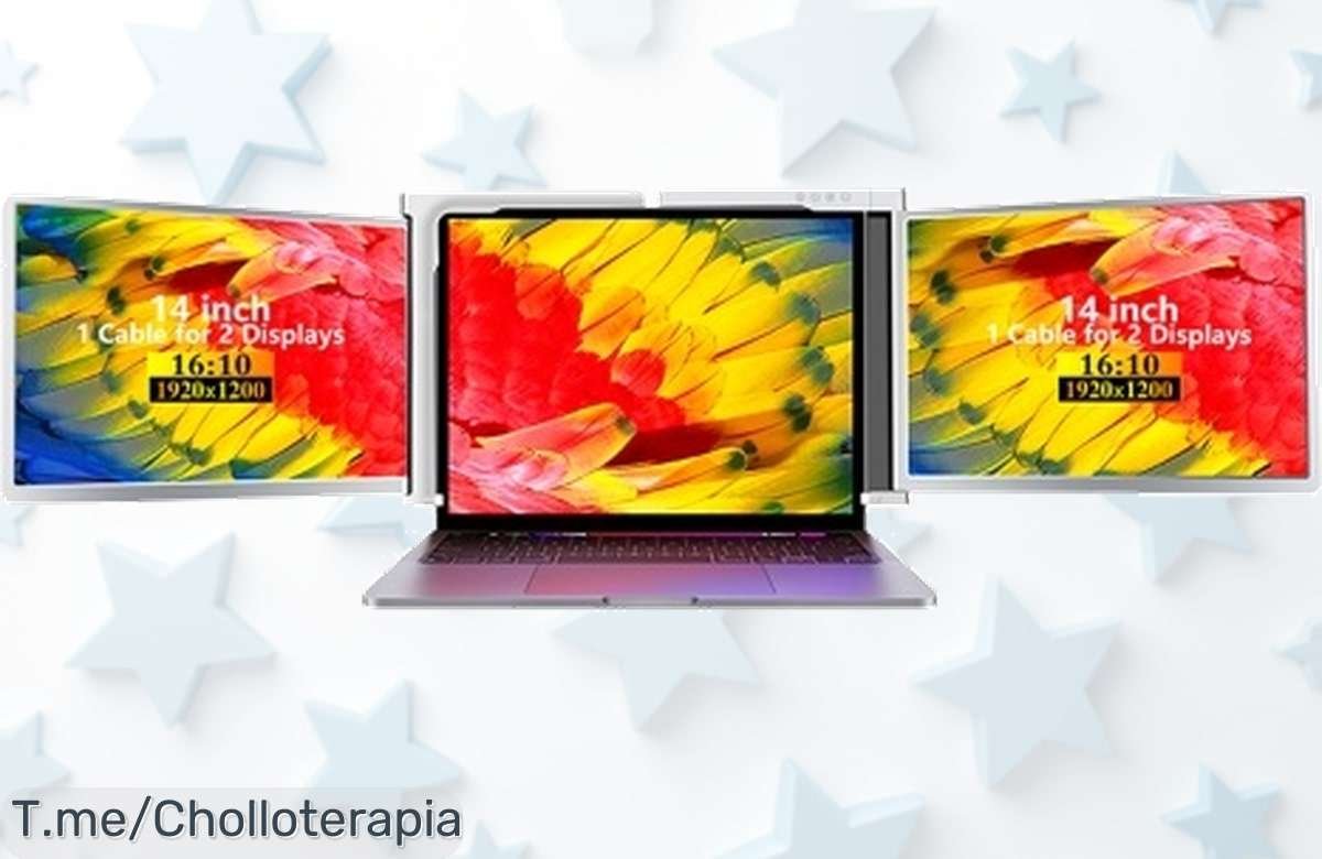 Transforma tu productividad con la pantalla triple FHD de 14 pulgadas: conecta dos pantallas con un solo cable y disfruta de este super chollo. Oferta limitada, actúa ya.