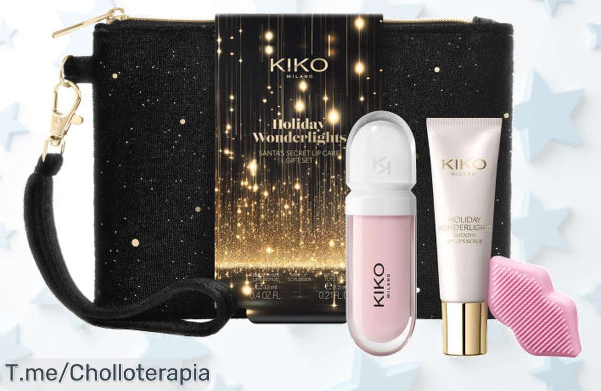 Transforma tus labios con el KIKO Milano Holiday Wonderlights Lip Care Gift: exfoliante, aplicador y crema labial en un kit único. ¡Aprovecha este super chollo antes de que se acabe!