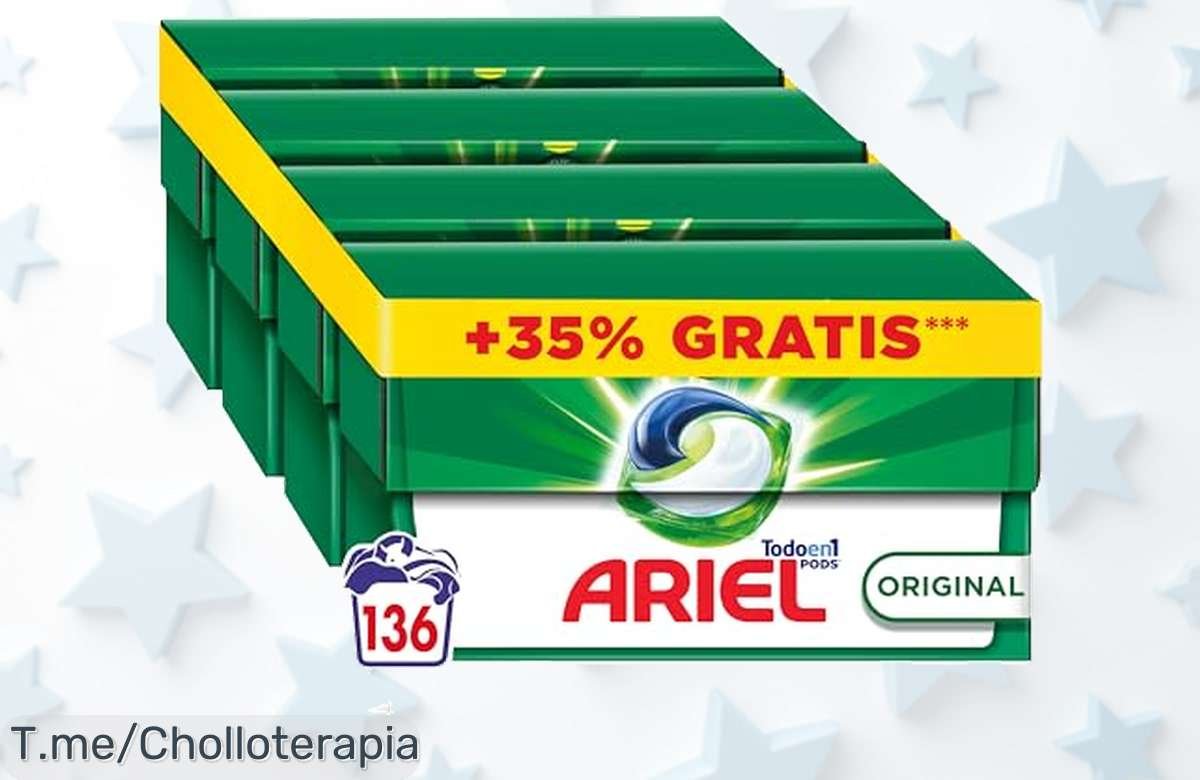Aprovecha el super chollo de Ariel Pods: limpieza brillante y fragancia irresistible que elimina manchas. ¡Hazlo tuyo ahora, la oferta es por tiempo limitado!