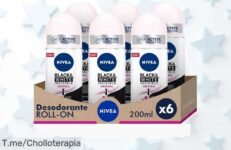 Atrapa el frescor con nuestro pack ahorro de 6 desodorantes NIVEA Black & White Invisible, disfruta de un super chollo que no dejará manchas ¡Compra ya y siente la diferencia!