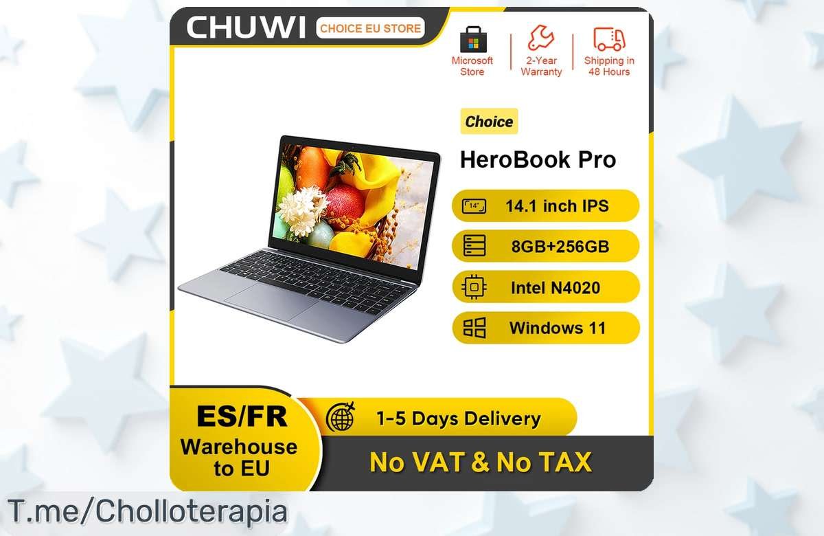 Atrévete a tener el CHUWI HeroBook Pro con pantalla FHD y 8 GB de RAM a un precio loco, ¡ofertón limitado que no puedes dejar escapar! Compra ahora antes que se agote.