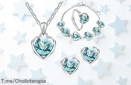 Brilla como nunca con el conjunto de joyas en diseño de corazón a un precio loco que dejará sin aliento ¡Aprovecha este ofertón y deslumbra hoy mismo!