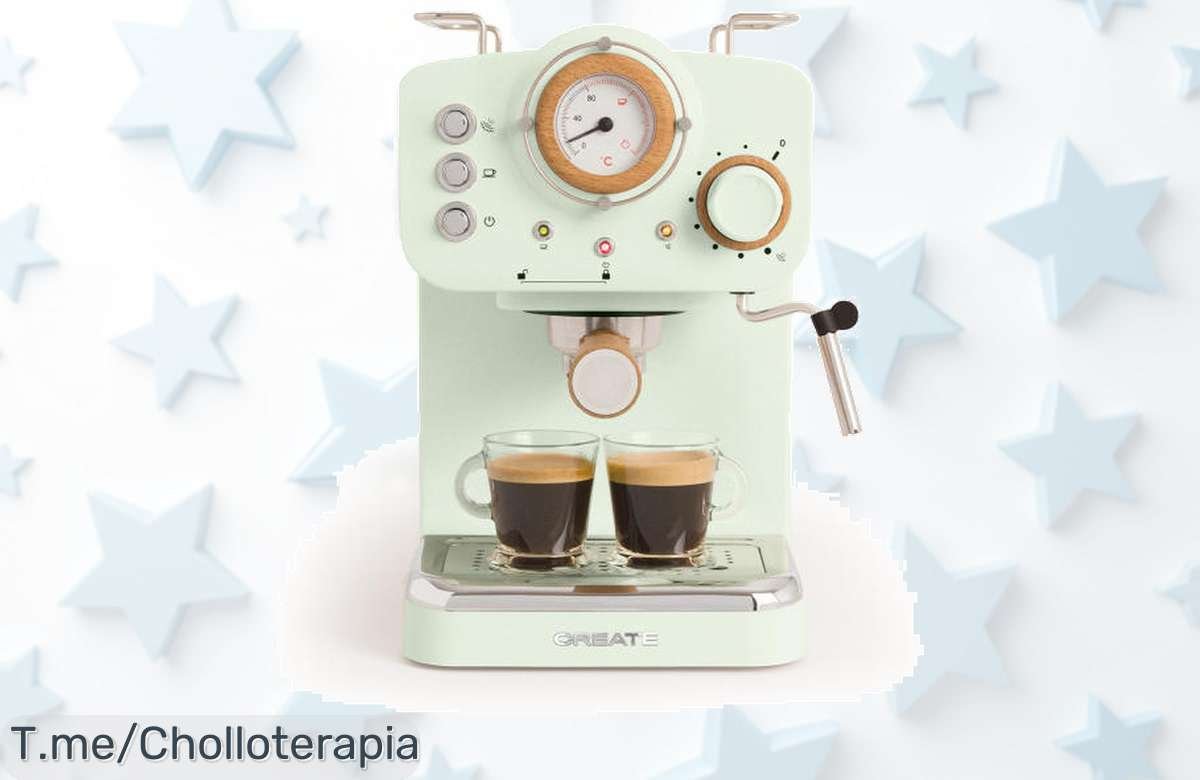 Cafetera express mate THERA RETRO: Café de barista en casa a un precio loco, presión de 20 bares y sabor único. ¡No te pierdas este ofertón limitado, cómprala ya!