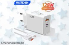 Cargador rápido 120W USBC: ¡super chollo para tu iPhone 15! Disfruta de una carga veloz y segura en tus dispositivos ¡No te quedes sin el tuyo, oferta limitada solo por hoy!