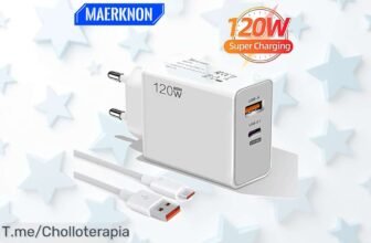 Cargador rápido 120W USBC: ¡super chollo para tu iPhone 15! Disfruta de una carga veloz y segura en tus dispositivos ¡No te quedes sin el tuyo, oferta limitada solo por hoy!