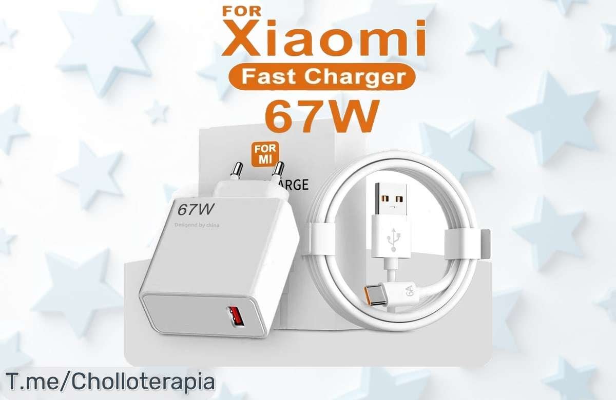 ¡Cargador rápido USB de 67W con cable Turbo a precio loco! Aumenta la carga de tu Xiaomi al instante y no te quedes sin energía. Oferta limitada, ¡compra ya y asegúrate el tuyo!