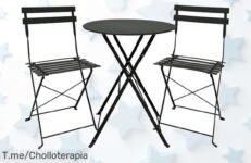 Conjunto de mesa y 2 sillas plegables en gris antracita, el super chollo que transforma tu balcón ¡Aprovecha este ofertón limitado antes de que se agote!