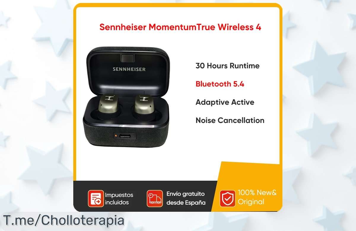 Consigue los Sennheiser MOMENTUM True y disfruta de sonidazo cristalino con 30 horas de música. ¡No te pierdas este ofertón! Usa tu cupón antes que se agote.