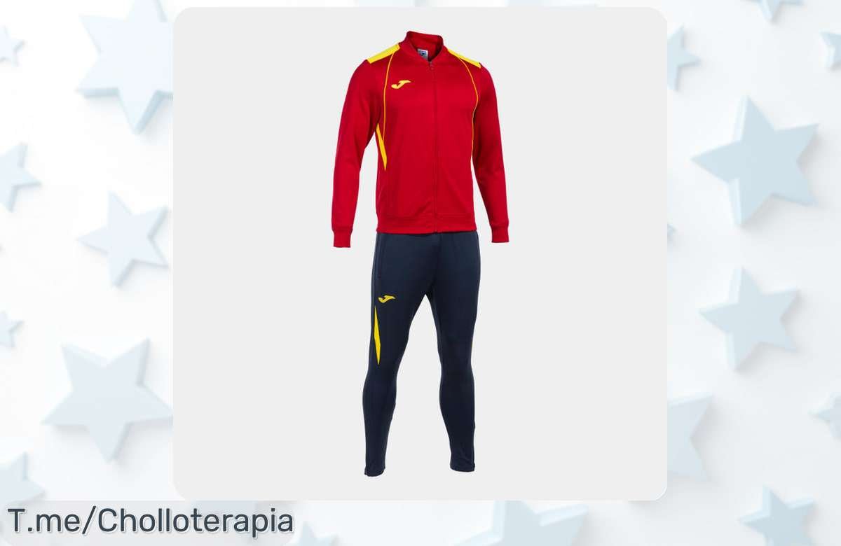 Descubre el Chándal Hombre Joma Championship VII en rojo y amarillo a un precio loco, destacando en cada partido. ¡Apresúrate, la oferta es por tiempo limitado!