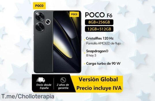 Descubre el POCO F6 5G con carga turbo de 90W y pantalla AMOLED en un ofertón nunca visto ¡No te quedes sin él, compra ahora antes que se agote!