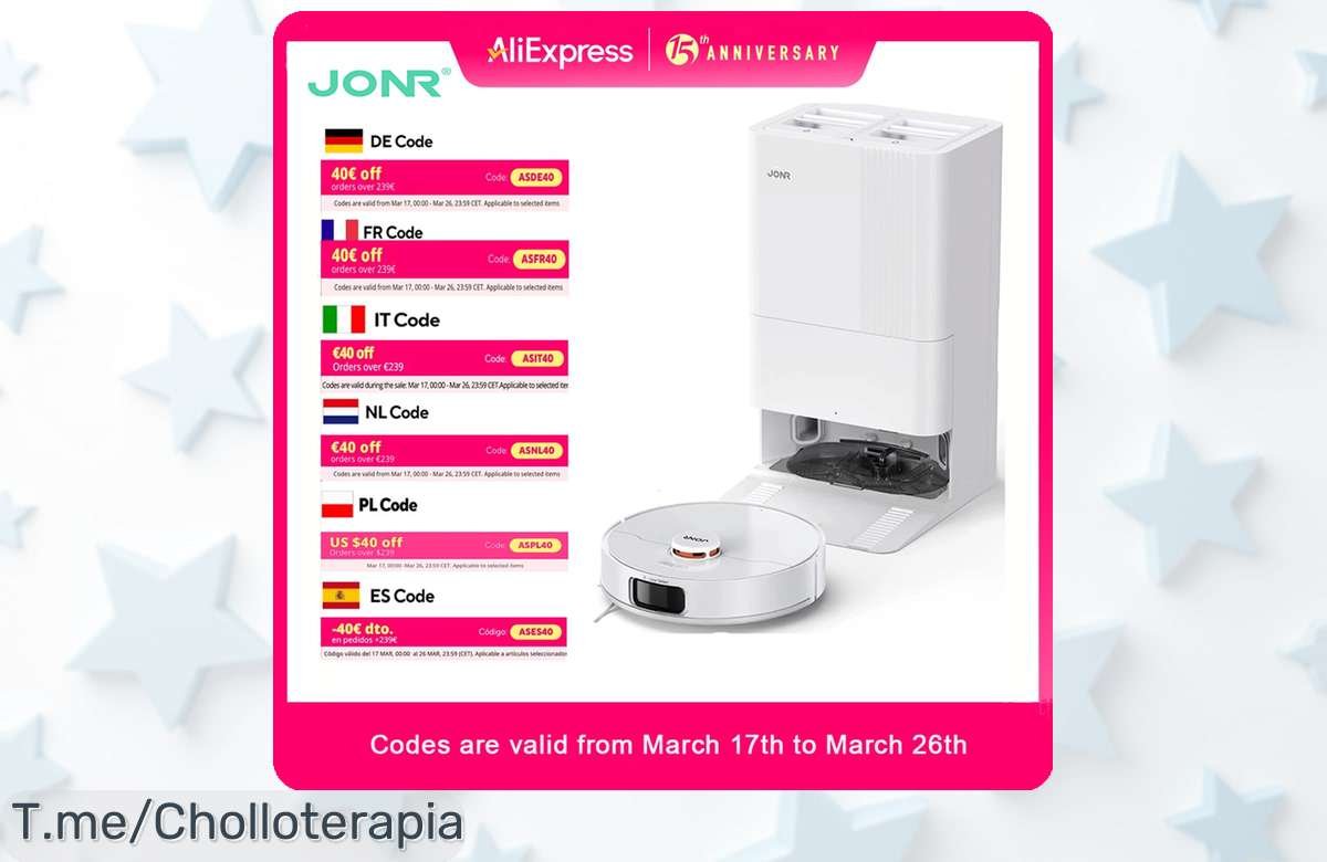 Descubre el Robot Aspirador JONR P20 Pro: Limpieza automática y fregado a un precio loco, oferta limitada que no puedes dejar pasar. ¡Compra ya tu super chollo!