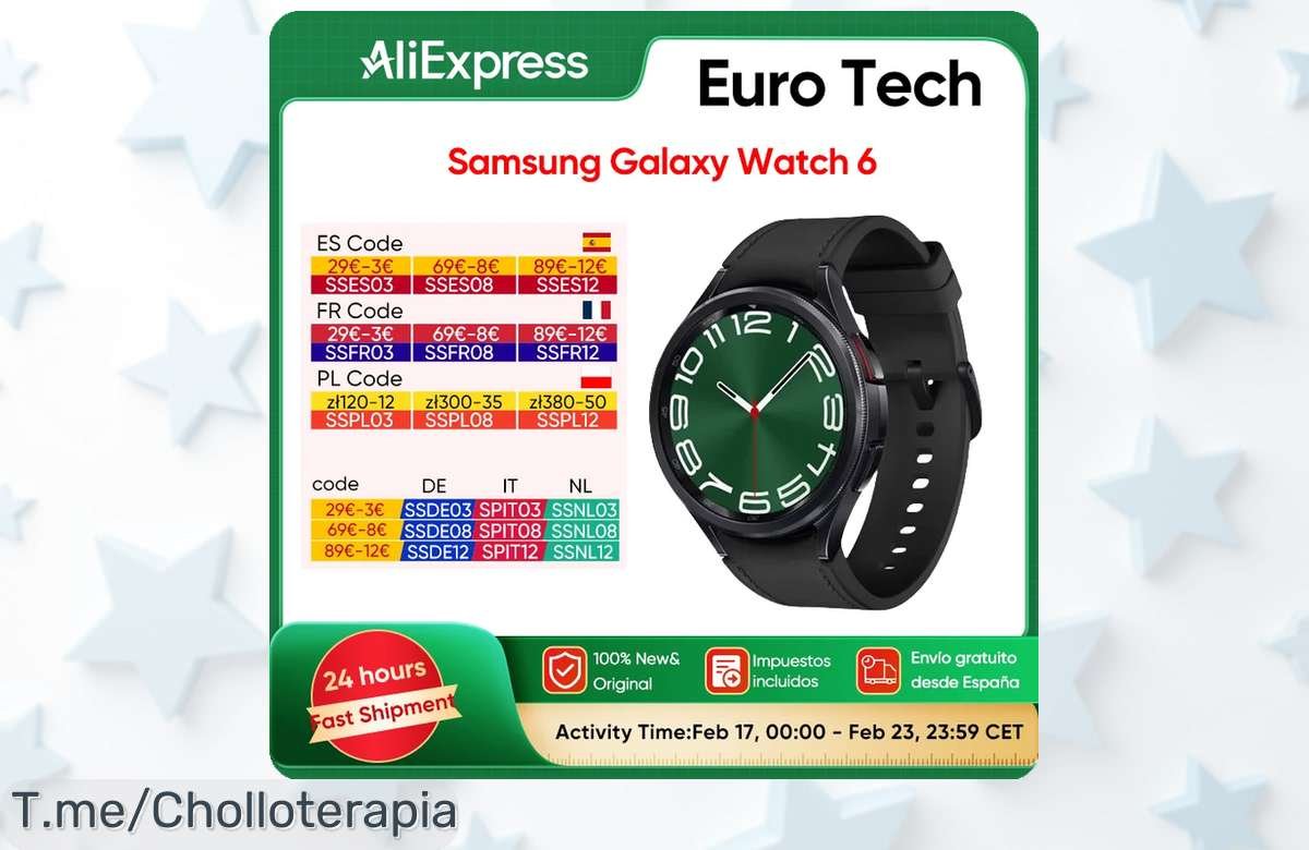 Descubre el Samsung Galaxy Watch 6 a un precio loco: estilo y tecnología en tu muñeca. Aprovecha este ofertón limitado y no dejes pasar esta oportunidad única.