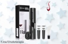 Descubre el abridor de vino 4 en 1 a precio loco, ¡incluye cortador y tapón! Sorprende a tus amigos con estilo Aprovecha este ofertón antes de que se agote