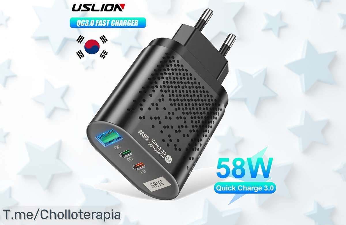 Descubre el cargador USLION de 58W, carga rápida y super potente que transforma tus dispositivos. ¡Aprovecha este ofertón antes de que se agote!