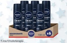 Descubre el chollazo del día: Pack ahorro NIVEA MEN con 6 spray desodorantes Deep Carbón Negro a un precio loco, ¡ofertón limitado! Compra ya y mantente fresco