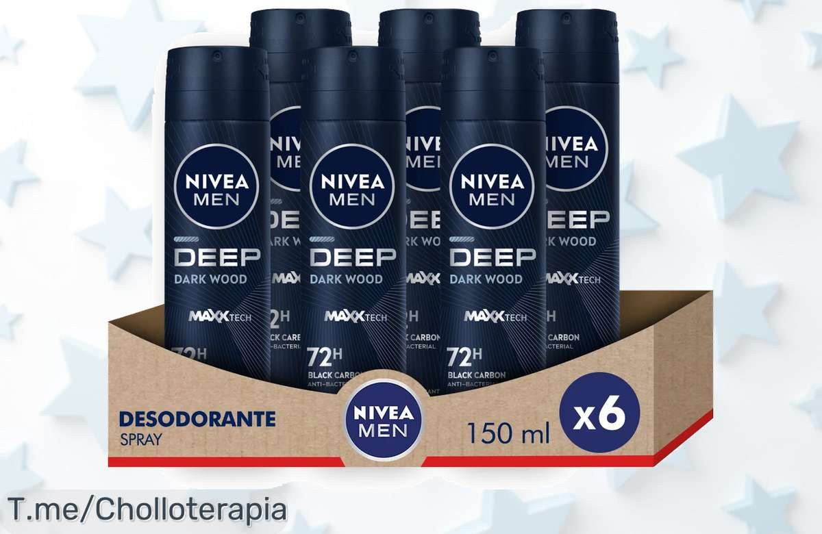 Descubre el chollazo del día: Pack ahorro NIVEA MEN con 6 spray desodorantes Deep Carbón Negro a un precio loco, ¡ofertón limitado! Compra ya y mantente fresco.