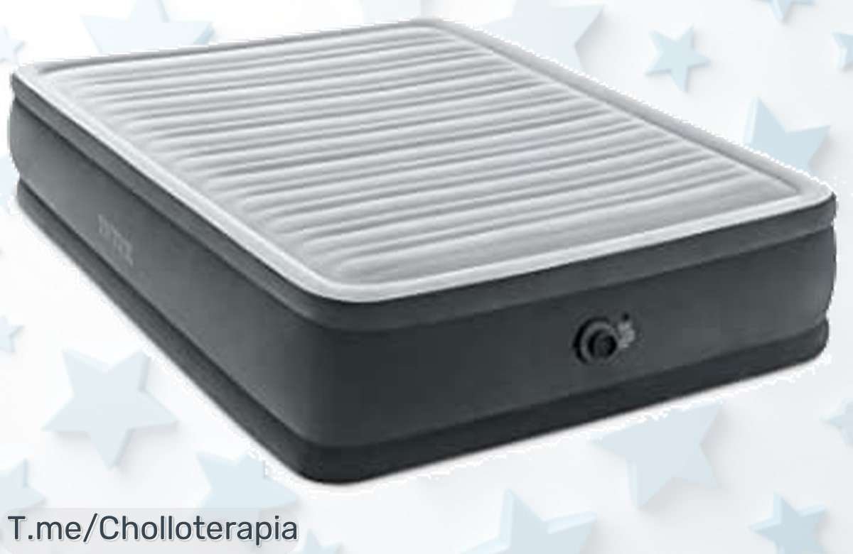 Descubre el colchón hinchable Comfort Plush: inflado en solo 4 minutos, soporta hasta 272 kg y es fácil de llevar. ¡Aprovecha este ofertón único antes de que se agote!