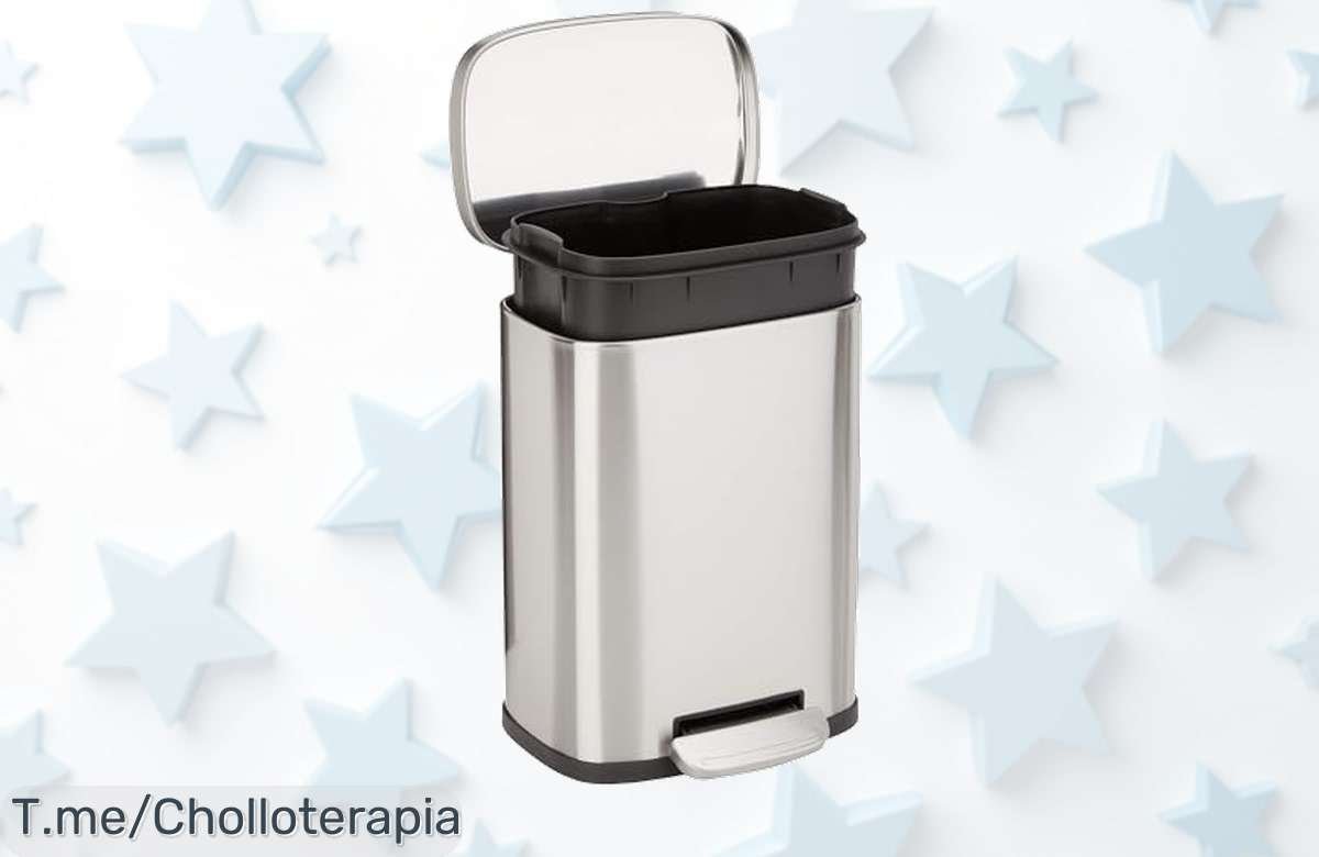 Descubre el cubo de basura antimanchas que cierra suave y se vacía fácil, ¡super chollo en acero inoxidable! No te quedes sin él, compra ya antes que se agoten.