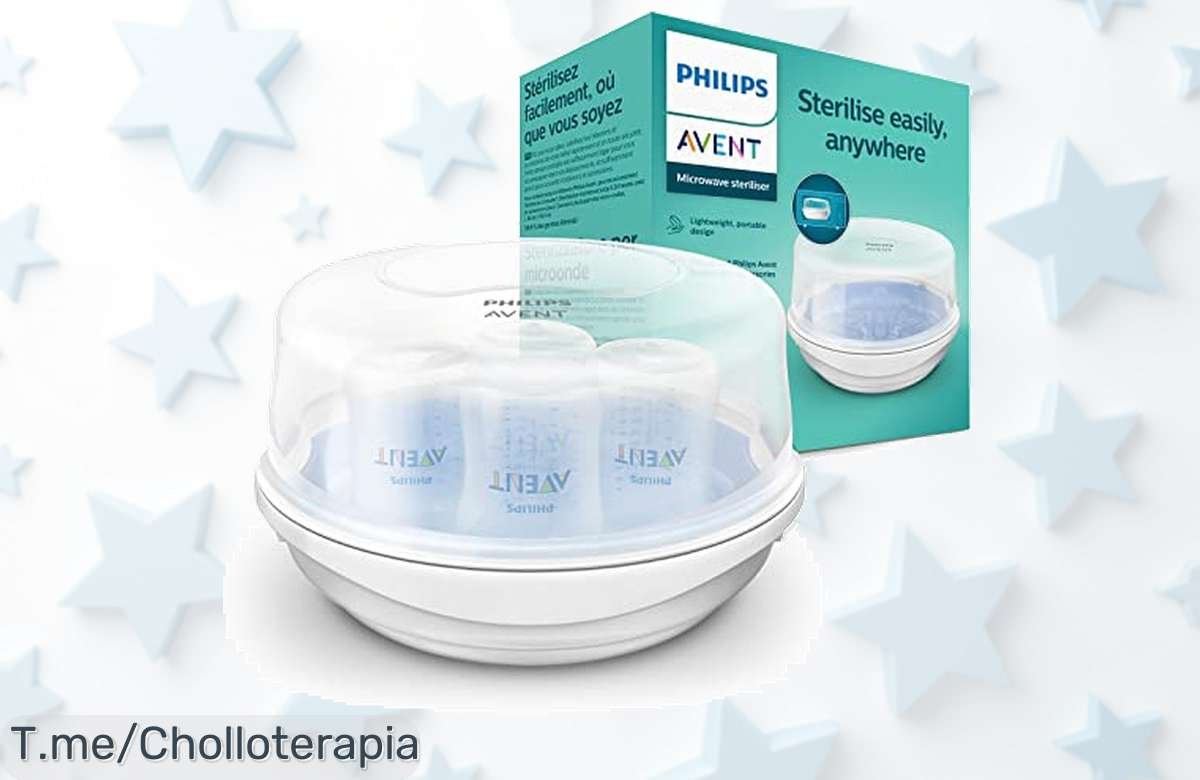 Descubre el esterilizador a vapor Philips Avent que desinfecta en un abrir y cerrar de ojos, ¡con precio loco! No te quedes sin él, aprovecha este ofertón antes de que se agote.