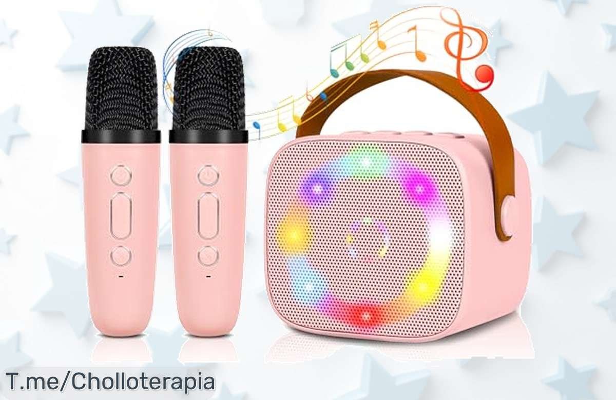 Descubre el micrófono karaoke que hará brillar tus fiestas, con 2 inalámbricos y luces LED. ¡Aprovecha este mega chollo antes de que se agote!