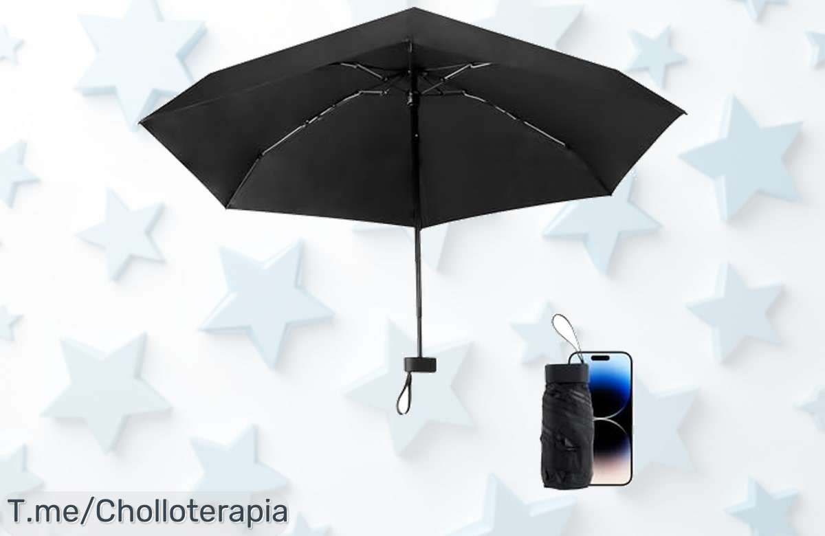 Descubre el mini paraguas antiviento RISVOWO, un super chollo que bloquea el 95% de los rayos solares y aguanta viento fuerte. ¡Compra ahora antes de que se acaben!