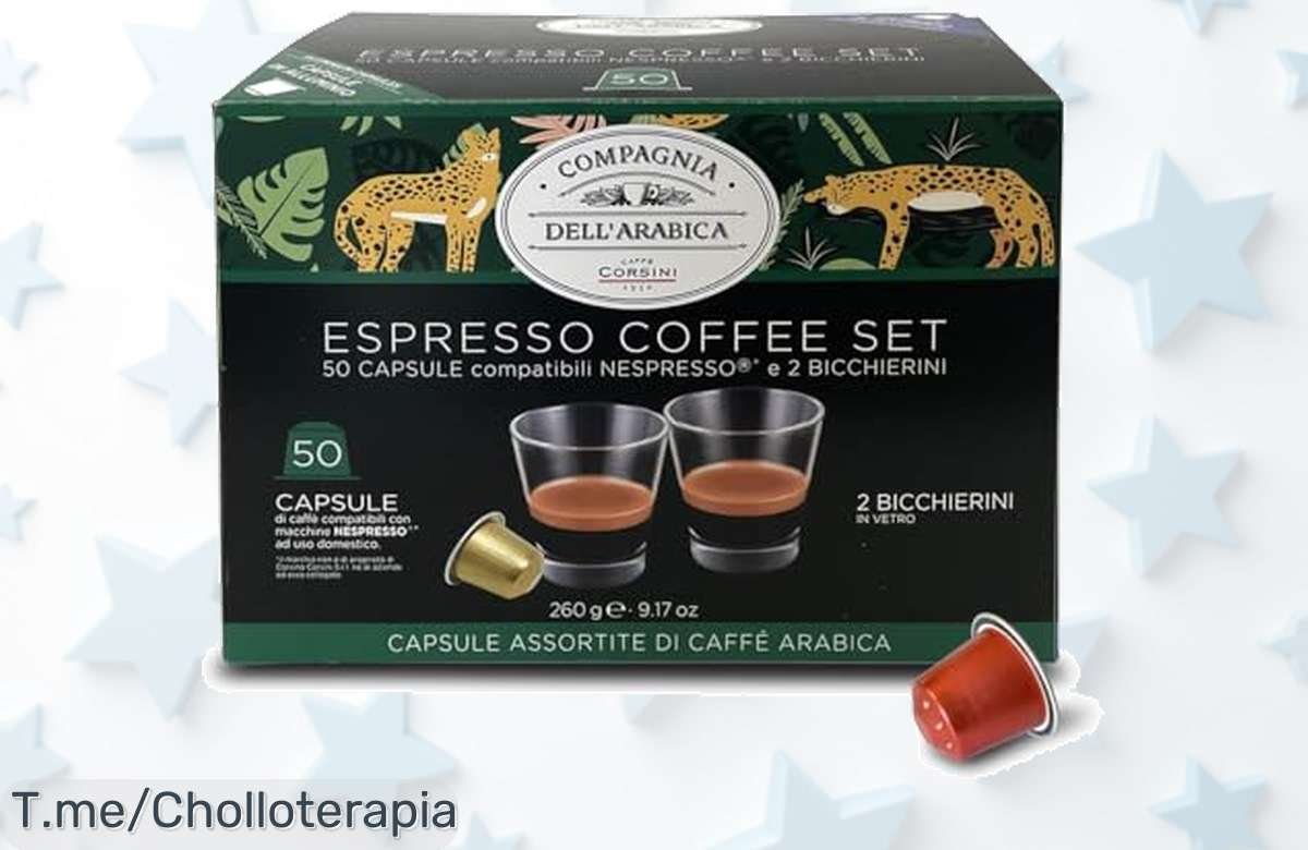 Descubre el ofertón de sabores únicos con 50 cápsulas y dos tazas elegantes a un precio loco. ¡No te quedes sin este super chollo, adquiere ya el tuyo!