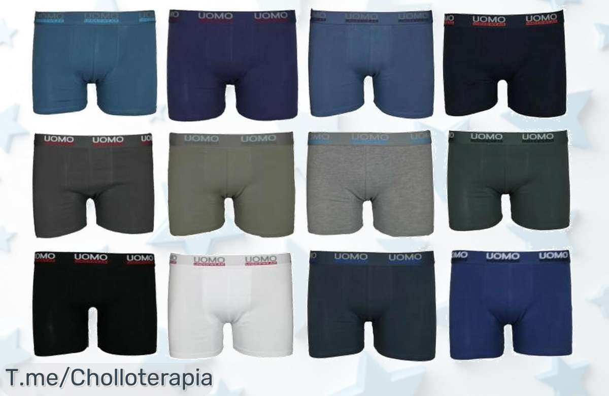 Descubre el pack de 12 calzoncillos boxer a un precio loco que te hará sentir increíble todo el día. No pierdas este super chollo, ¡compra ya antes de que se agoten!
