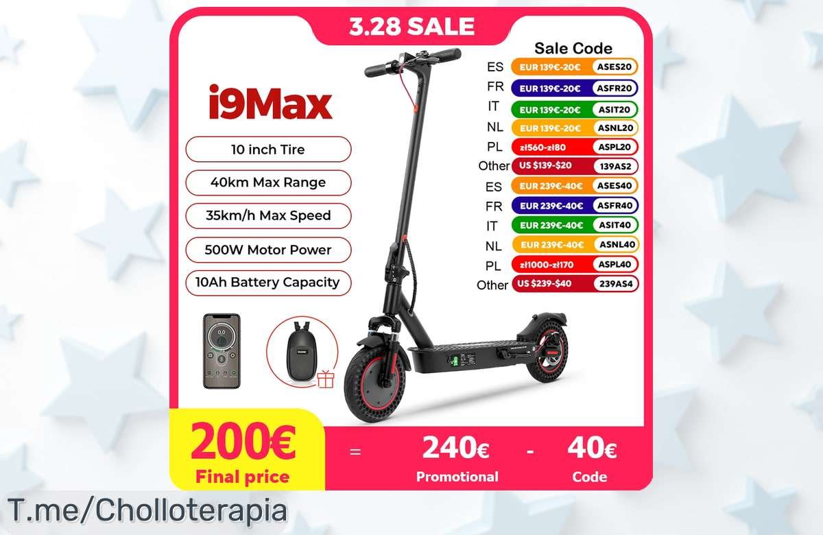 Descubre el scooter i9Max, la emoción de la velocidad a 35 KM/H te espera con un descuento brutal. ¡No pierdas esta oferta única y hazlo tuyo antes que se acabe!