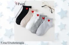 Descubre el super chollo de 5 pares de calcetines corto Harajuku con corazones que enamoran, ¡no te quedes sin ellos! Oferta limitada, actúa ya y deslumbra hoy mismo