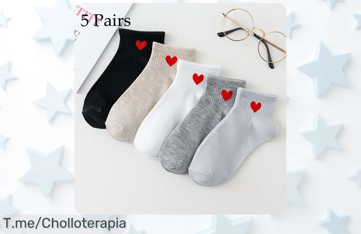 Descubre el super chollo de 5 pares de calcetines corto Harajuku con corazones que enamoran, ¡no te quedes sin ellos! Oferta limitada, actúa ya y deslumbra hoy mismo.