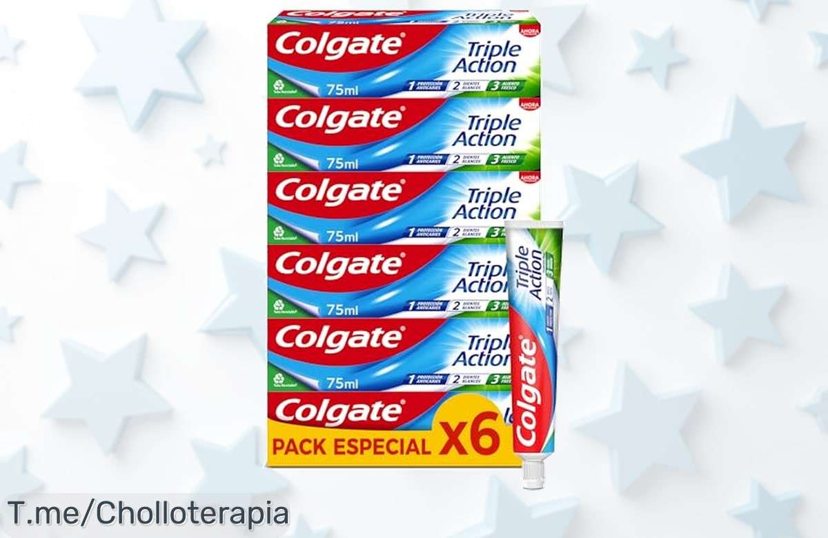 Descubre el super chollo de Colgate Triple Acción en pack de 6 y di adiós a las caries. ¡Aprovecha esta oferta única! Compra ya antes de que se agoten y sonríe sin parar.