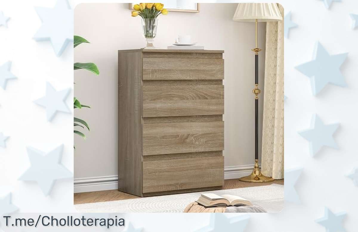 Descubre el super chollo de la cómoda YITAHOME con 4 cajones, perfecta para cualquier rincón. Llévatela a un precio loco antes que se acabe esta oferta única y limitada.