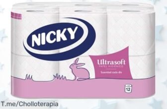 Descubre el super chollo del Nicky Ultrasoft: 12 Rollos de suave papel higiénico con aroma a talco, ¡disfruta la comodidad que mereces antes que se agote esta oferta única!