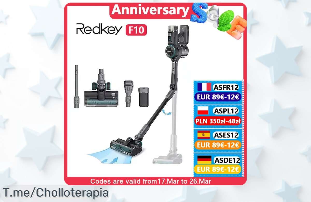 Descubre la Redkey F10, la aspiradora inalámbrica más potente del mercado con un descuentazo único; limpieza rápida y fácil a un precio nunca visto ¡compra ya antes de que se agote!