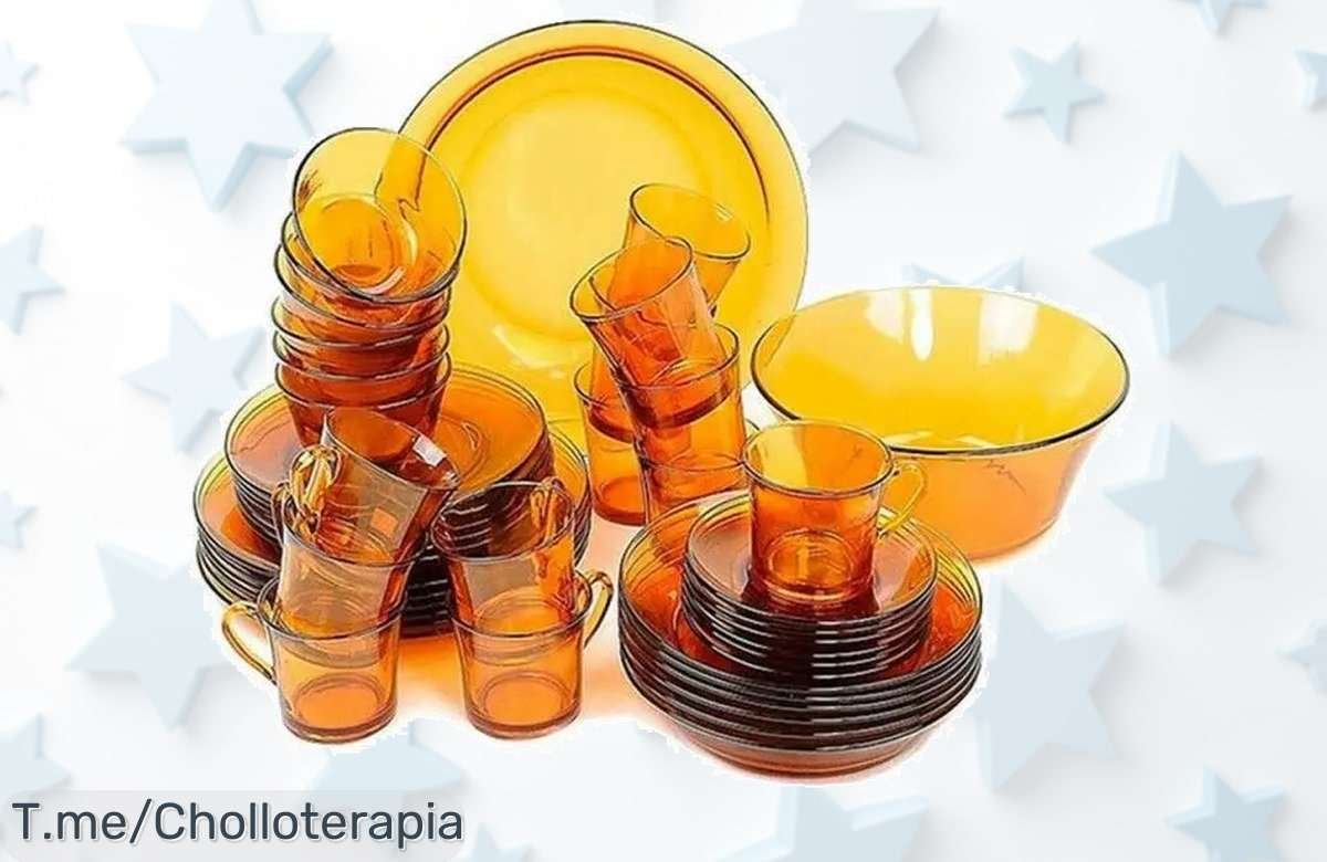 Descubre la Vajilla MAXHOME Duralex de 44 Piezas en color ámbar LYS, ¡un super chollo que elevará tus comidas! Aprovecha el descuento brutal antes de que se acabe, actúa ya.