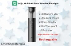 Descubre la Xiaomi Mijia Taschenlampe, 4en1 y con 1000 Lúmens de luz brillante: ¡un super chollo para tus aventuras! Aprovecha esta oferta única antes que se acabe, actúa ya
