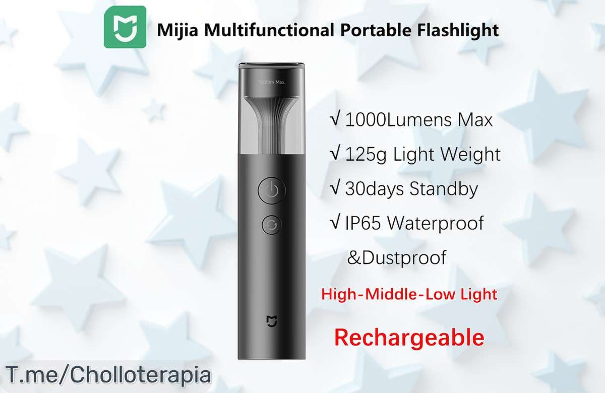 Descubre la Xiaomi Mijia Taschenlampe, 4en1 y con 1000 Lúmens de luz brillante: ¡un super chollo para tus aventuras! Aprovecha esta oferta única antes que se acabe, actúa ya.