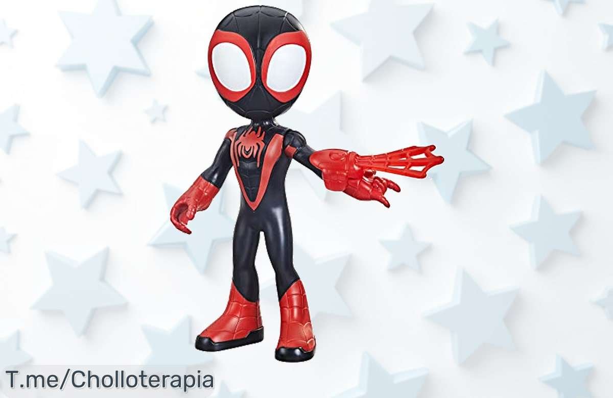 Descubre la figura gigante de Miles Morales: SpiderMan a un precio loco, con brazos articulables para aventuras increíbles. ¡Aprovecha este ofertón limitado y actúa ya!