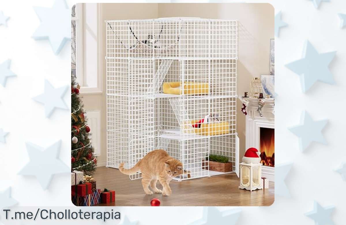 Descubre la jaula perfecta para tus gatos: 4 niveles de diversión y juegos. Aprovecha este super chollo antes que se agote, ¡la oferta es limitada!