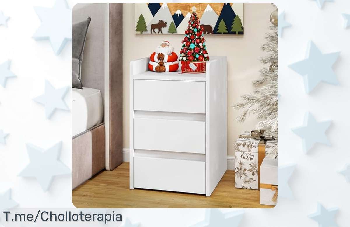 Descubre la mesita de noche mágica con 3 cajones y carga para tus dispositivos a precio loco, ¡no dejes pasar este ofertón único! ¡Compra ya antes que se agote!