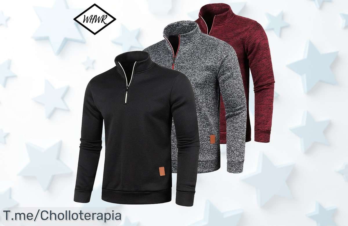 Descubre la sudadera de cuello alto más genial y cómoda del mercado ¡Oferta limitada! No te quedes sin este super chollo, compra ahora y brilla en tu estilo diario.