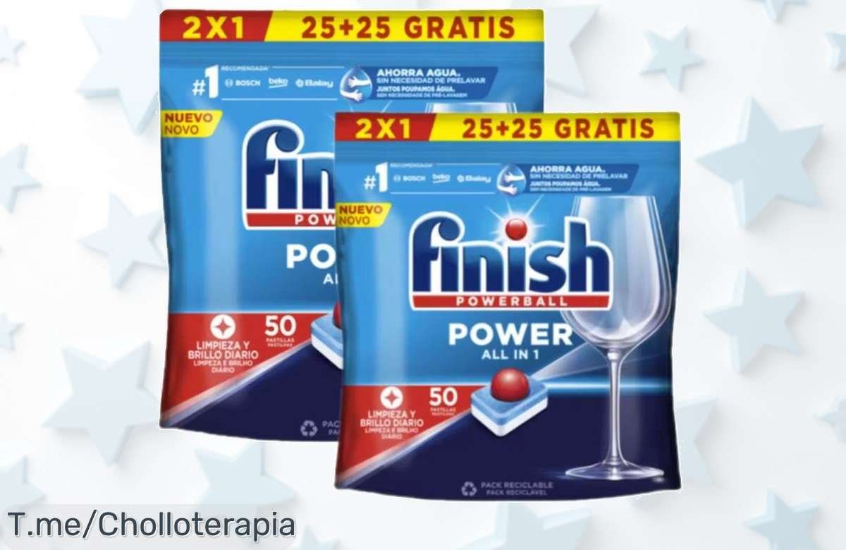 Deslumbra tu vajilla con Finish Power All in 1, un super chollo que arrasa con la grasa rebelde. ¡Compra ya y aprovecha este ofertón limitado antes de que desaparezca!