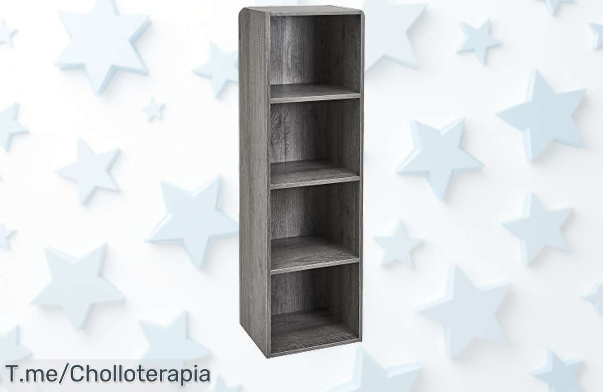Estantería Cubo de Madera en Gris, el super chollo que transforma tu hogar con estilo y organización. ¡Hazte con ella ya antes de que se agoten!
